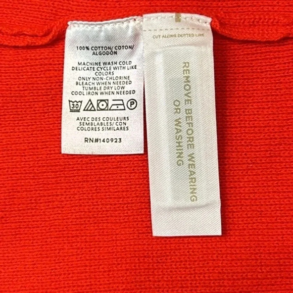 Lift Long Sleeve Cotton Open Front Cardigan Sweater Red  XS - Picture 7 of 7